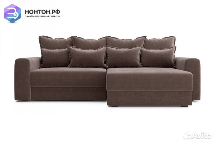 Диван угловой тик-так Омега коричневый