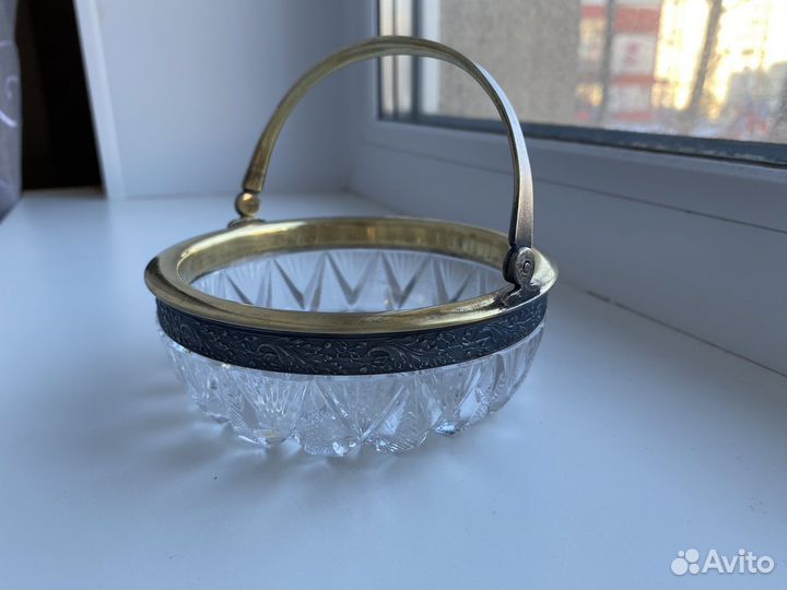 Сахарница конфетница СССР серебро 160 гр/золото