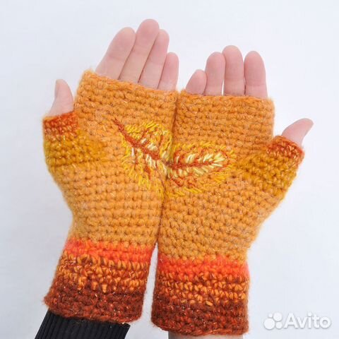Митенки вязаные теплые ручной работы