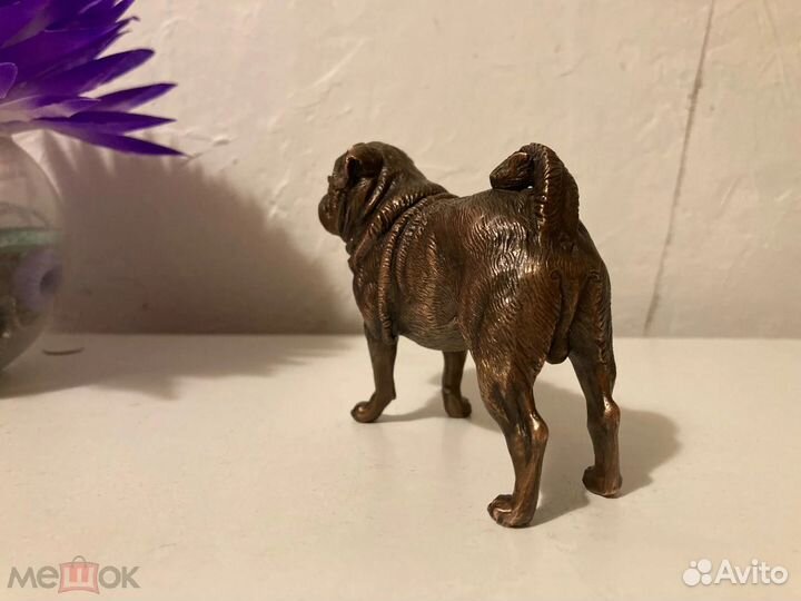 Статуэтка мопс, бронзовые мастерские Бушнева