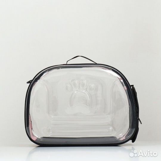 Переноска для животных прозрачная, 42*32*28 см, ро