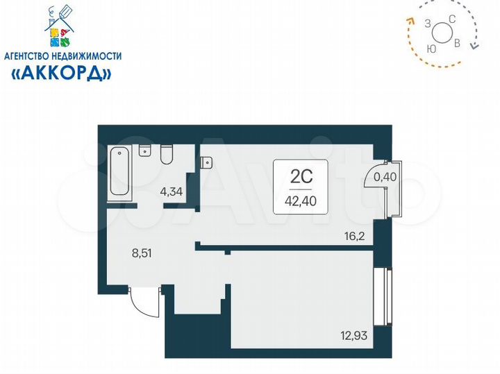 2-к. квартира, 42,4 м², 24/24 эт.