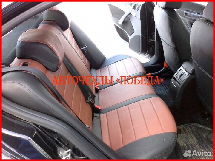 Чехлы Skoda Octavia A5 из экокожи чёрно-коричневые