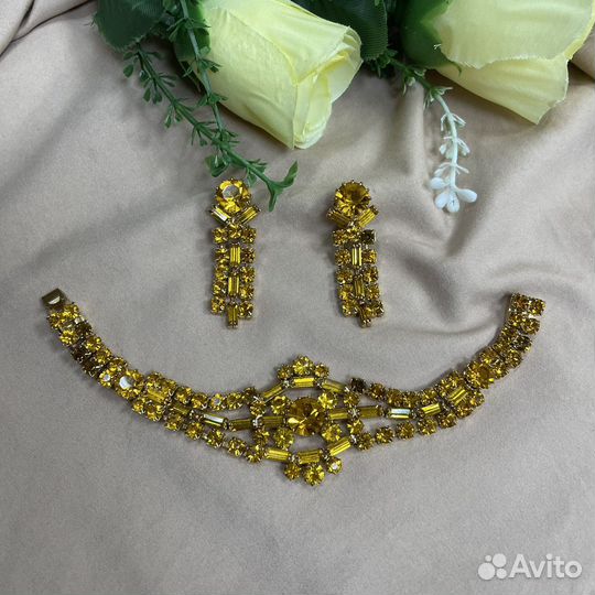 Набор бижутерия клипсы и браслет винтаж СССР (сзр)