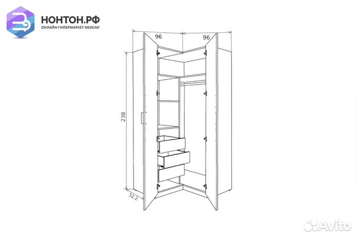 Шкаф угловой Лотос 8.18 шимо светлый