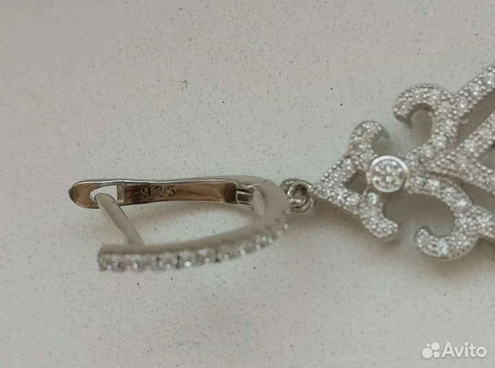 Серьги серебро с фианитами