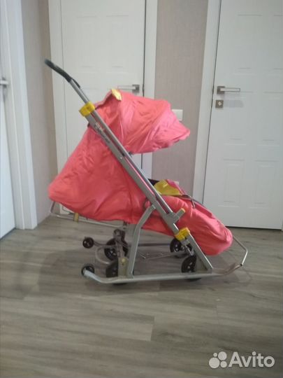 Детские санки коляска с колесами бу