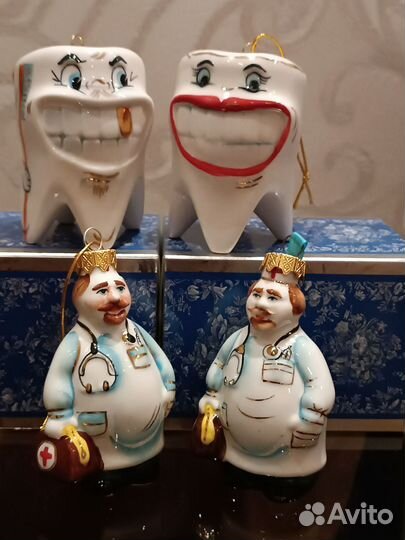 Комплект ёлочные игрушки, статуэтка