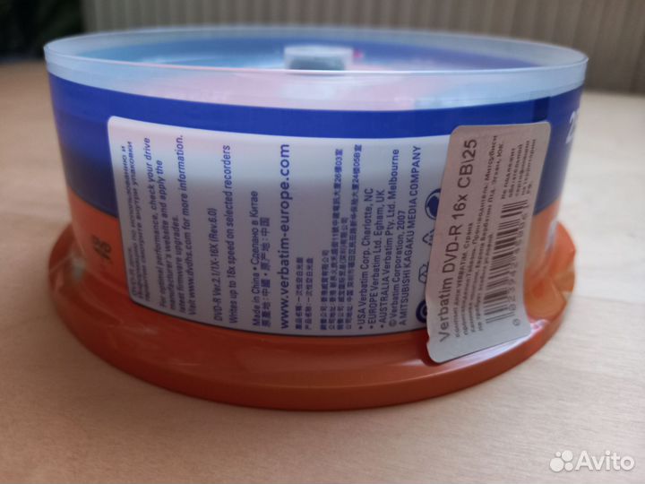 Диск verbatim DVD-R 4,7 GB 16x CB/25