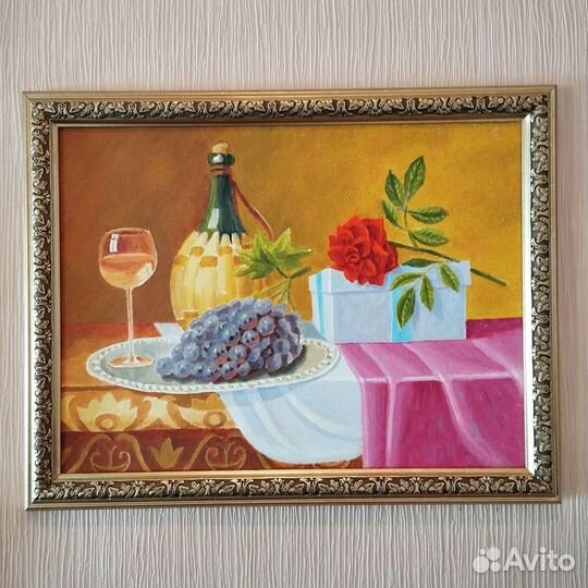 Картина маслом на холсте цветы фрукты