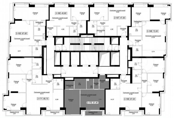 1-к. квартира, 51,4 м², 23/41 эт.