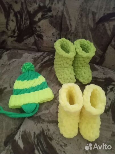 Вязанные Детские носочки -пинетки