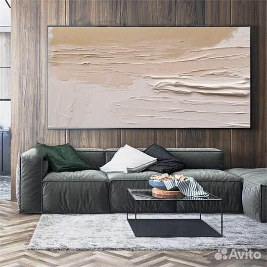 Текстурная картина маслом в нежных тонах