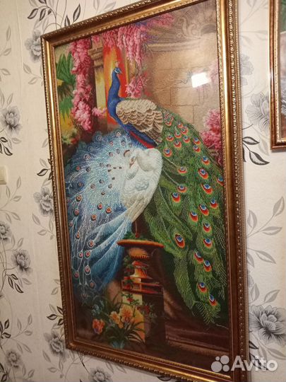 Павлин, вышевка бисером