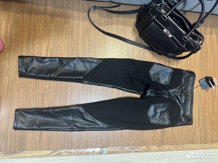 Кожаные брюки женские 42