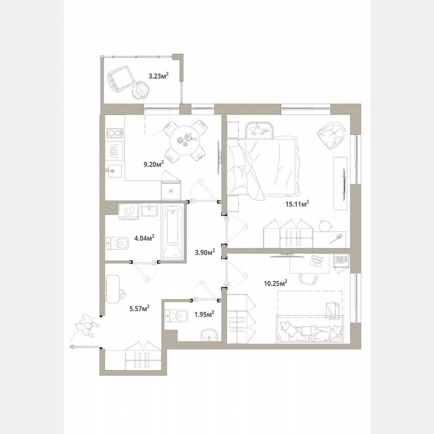 2-к. квартира, 51 м², 5/12 эт.