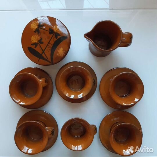 Сервиз чай/кофе майолика автор. работа СССР винтаж