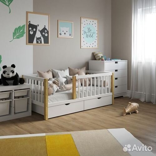 Кроватка выдвижная матрешка из натурального дерева