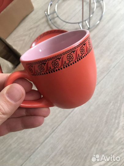 Сервиз чайный красный 6шт