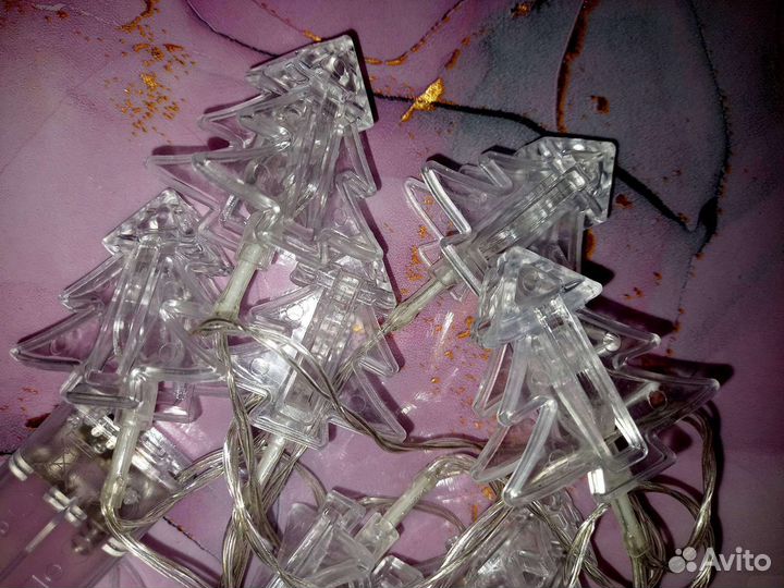 Новогодняя гирлянда- прищепки в виде Ёлочеки 2м