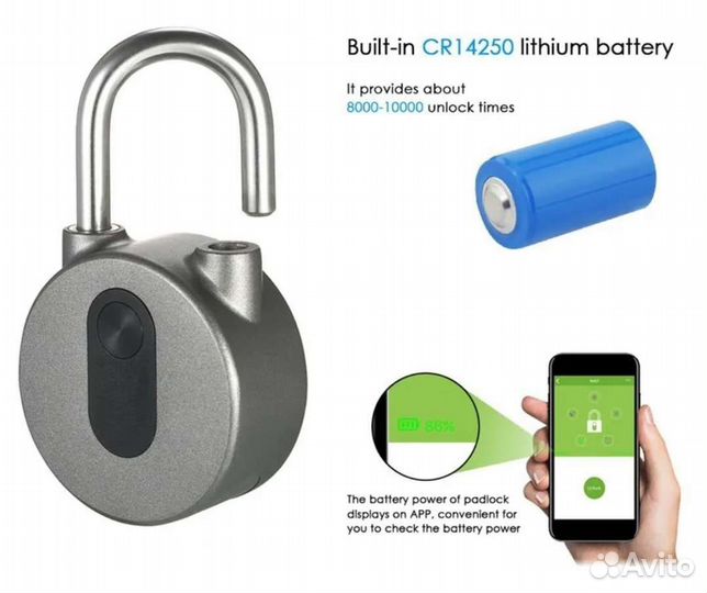 Умный Bluetooth замок навесной компактный