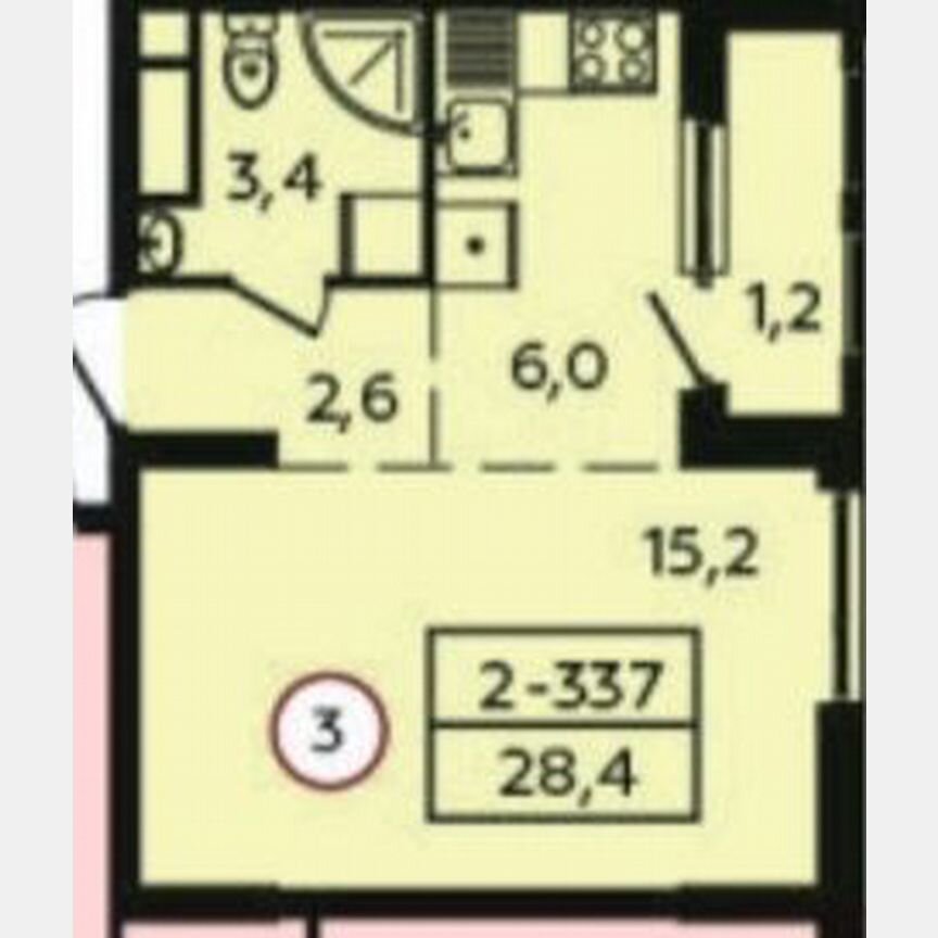1-к. квартира, 28,4 м², 5/30 эт.