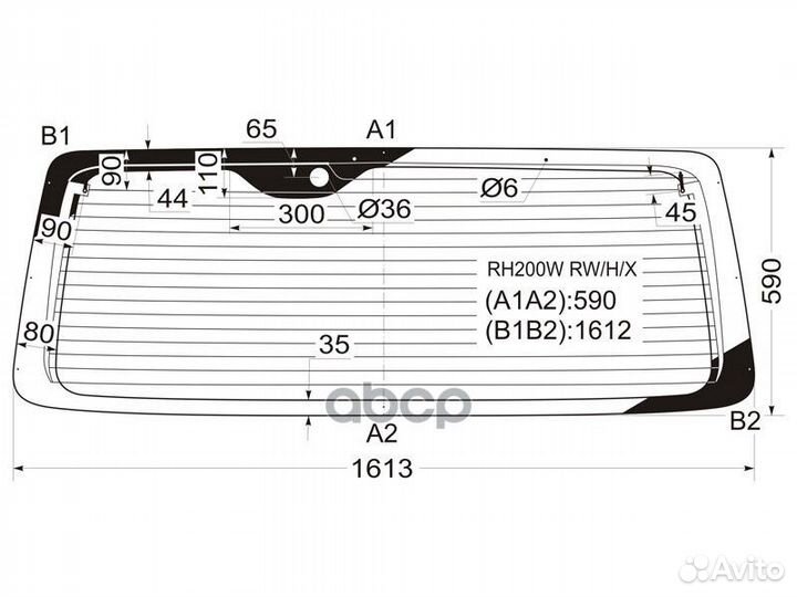 Заднее ветровое стекло RH200wrwhx XYG