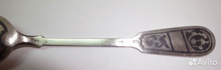 Ложки чайные серебряные позолота, чернь