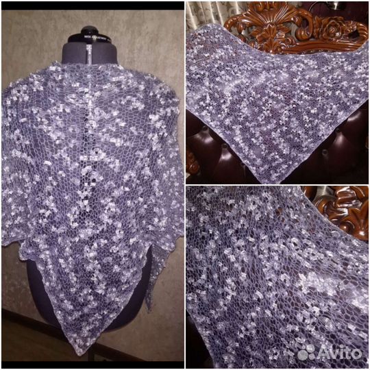 Нарядный женский шарф бохо, шаль, бактус, палантин