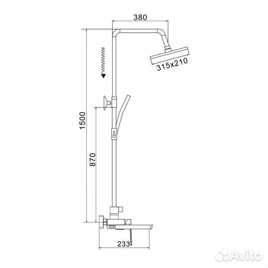 Душевая система Rose R1836, хром