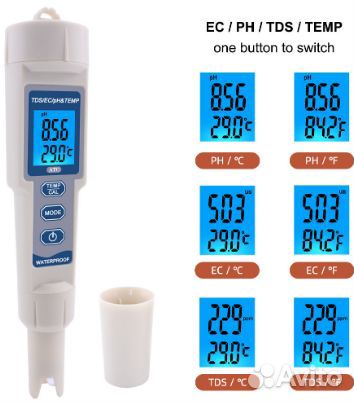 4 в 1 цифровой PH TDS EC