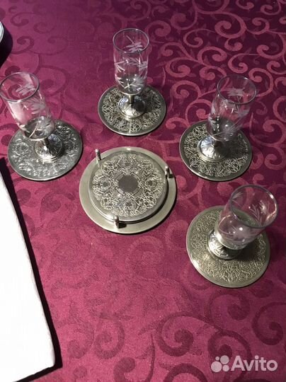 Посеребренные ложки, подставки, рюмки