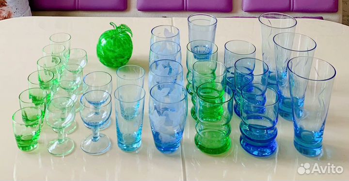 Стаканы и рюмки цветное стекло СССР