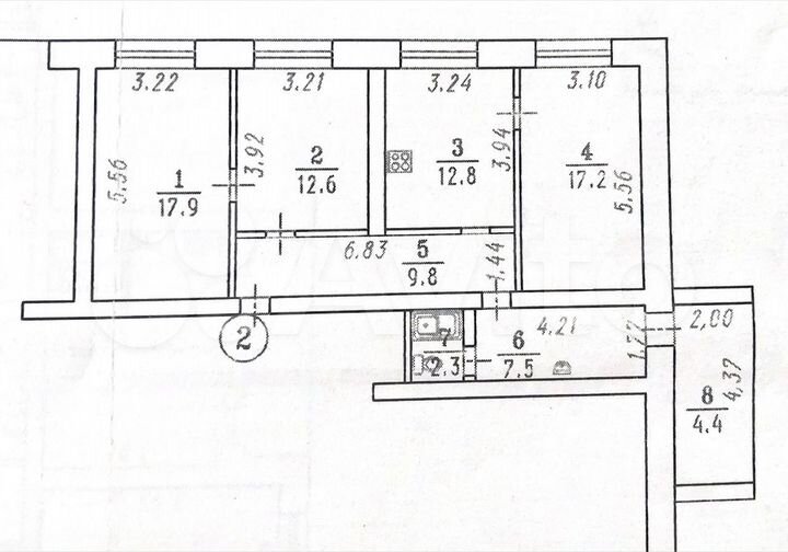 3-к. квартира, 80,1 м², 3/5 эт.