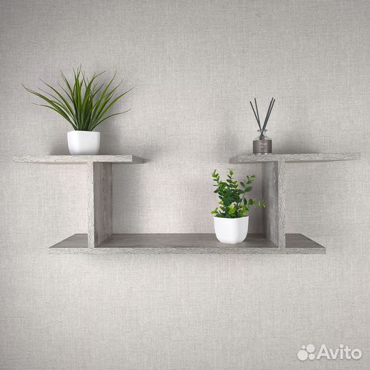 Полка навесная для книг и цветов Бетон Пайн