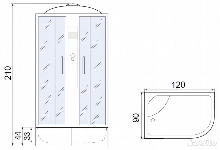 Душевая кабина River desna 120/90/44 мт R