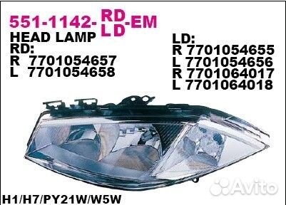 Фара передн прав с эк renault: megane 02