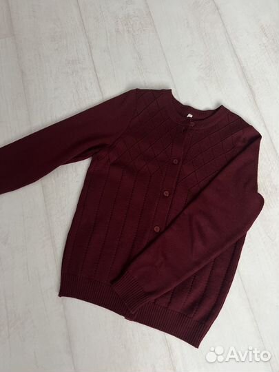 Кофта бардовая школьная кардиган. Для девочки