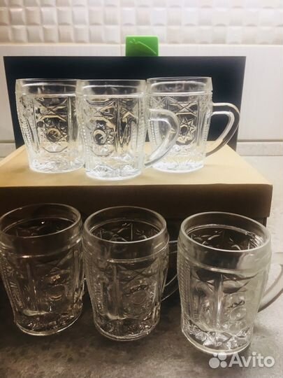 Кружки чайные хрусталь, 6 шт
