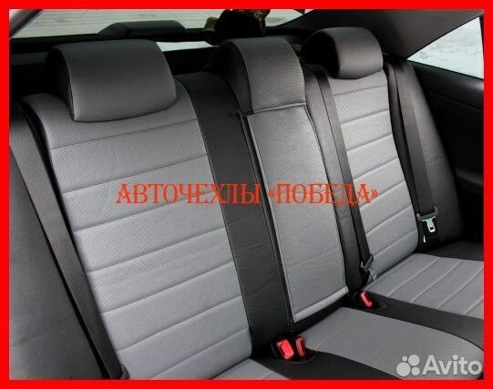 Чехлы Toyota Camry v50 из экокожи чёрно-серые