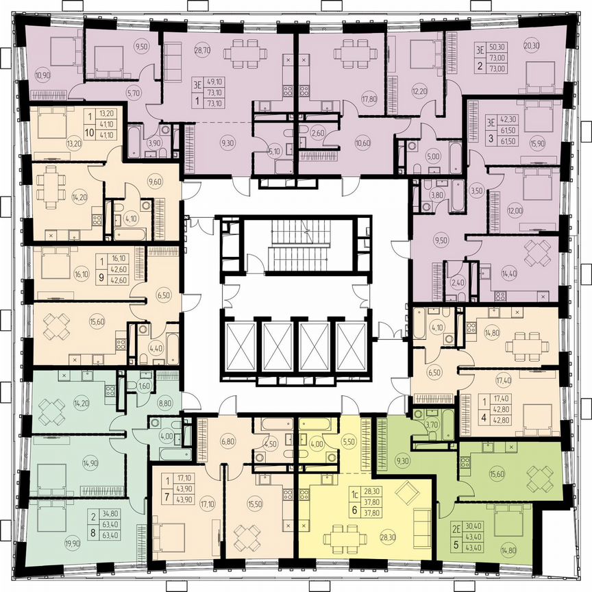 1-к. квартира, 41,1 м², 26/28 эт.