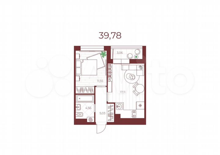 1-к. квартира, 39,8 м², 14/14 эт.
