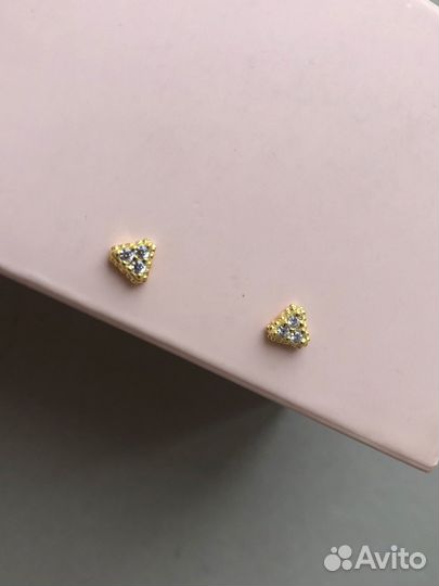 Серьги пандора 268030CZ сверкающие треугольники