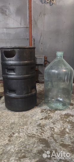 Бутыль стеклянная 20л., в кожухе, б/у
