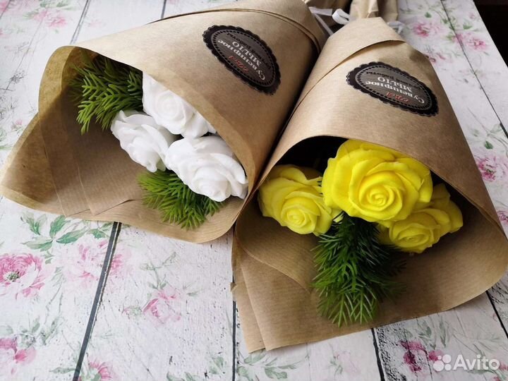 Букет роз из мыла