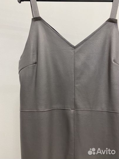 Сарафан кожаный серый