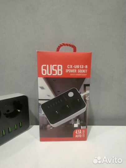 Сетевой фильтр 3 евро вилки +6 usb