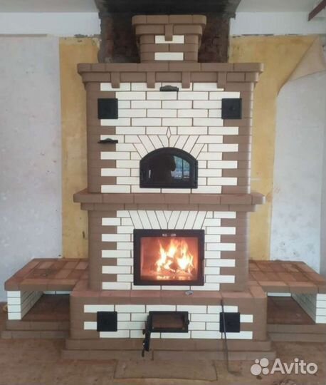 Барбекю зона, из кирпича, печи камины