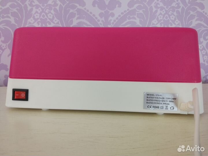 Лампа уф 9 ватт для геля розовая (UV-01)