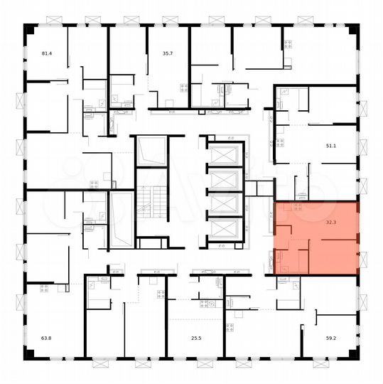 1-к. квартира, 32,3 м², 2/33 эт.